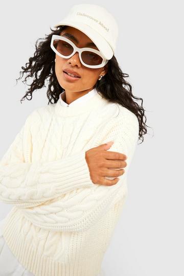 Cream White Soft Chunky Cable Knit Jumper