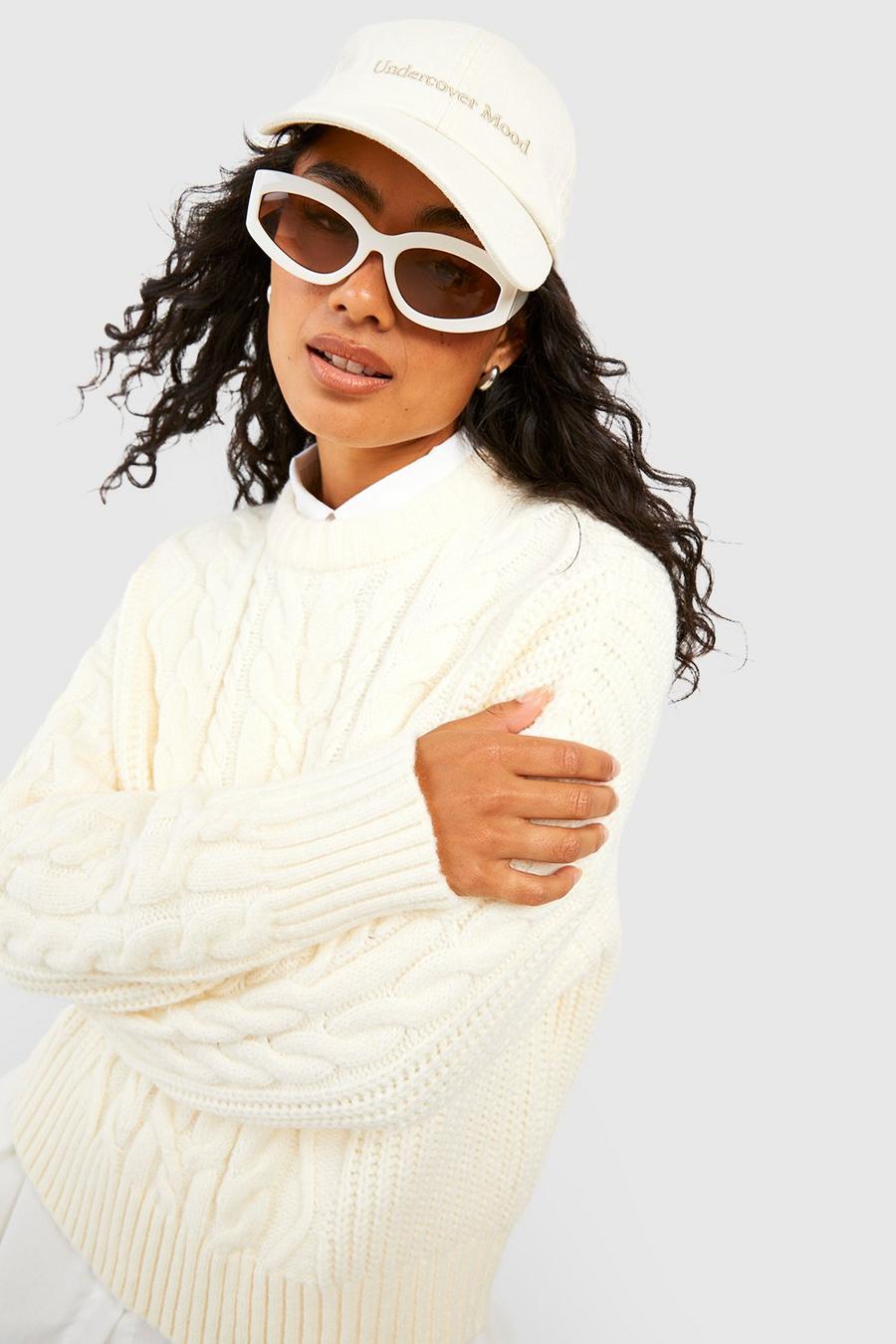 Cream white Soft Chunky Cable Knit Sweater