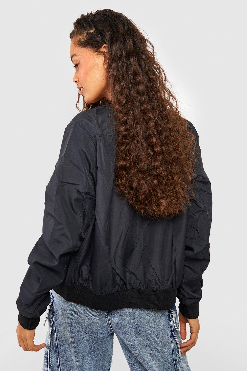 Boohoo black bomber clearance jacket