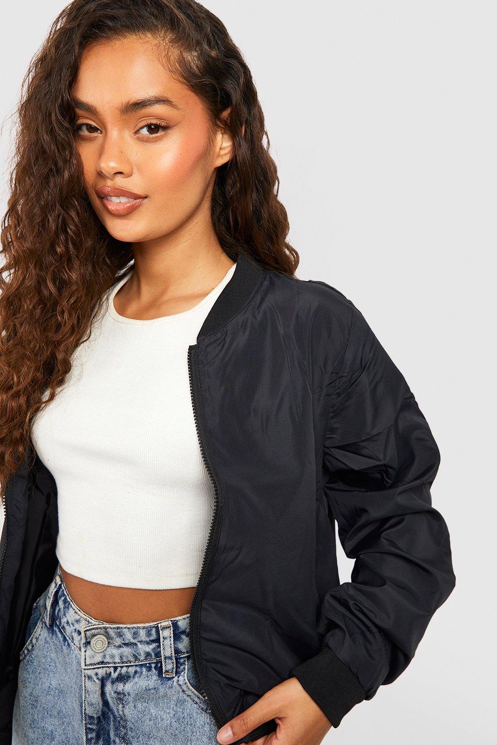 Black lightweight shop bomber jacket womens