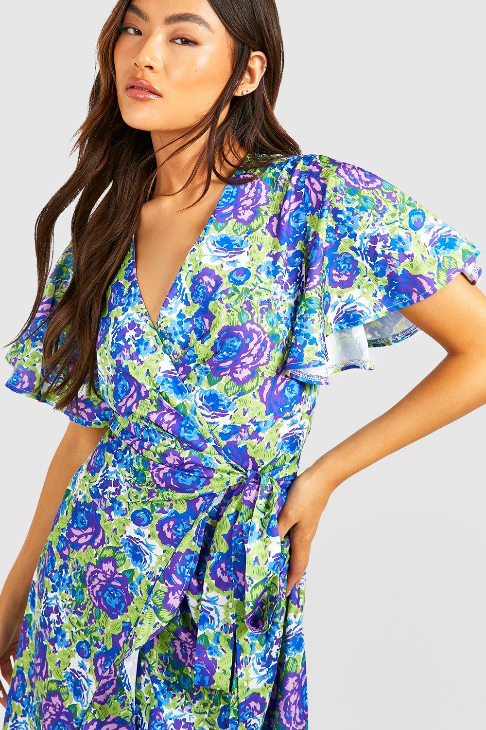 Boohoo green hot sale floral dress