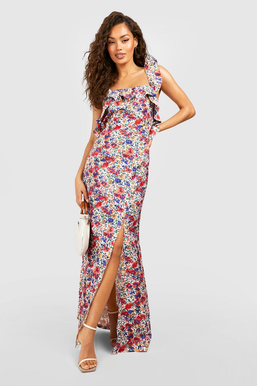 Multi Floral Ruffle Maxi Dress image number 1