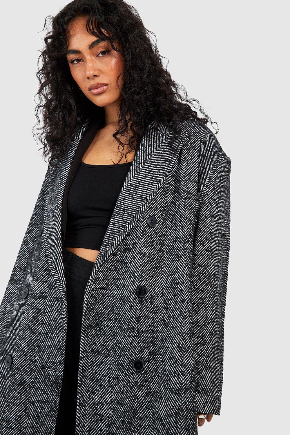 Black best sale herringbone coat