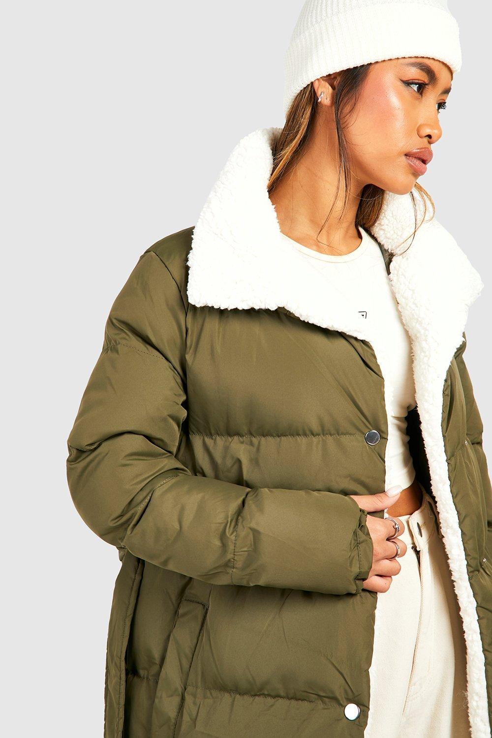 Belted Puffer Coat (Khaki Brown)