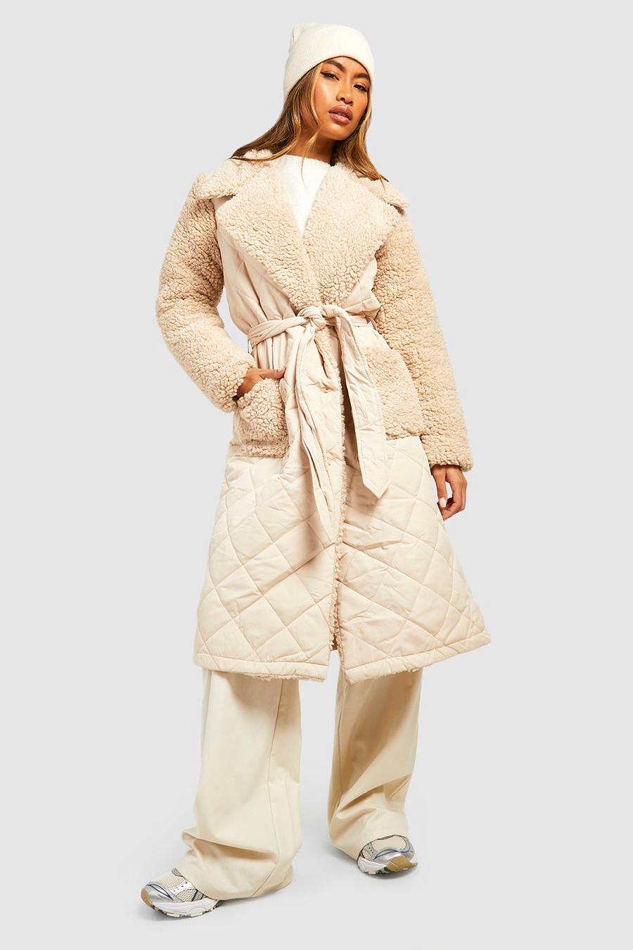 Stone Quiltad trenchcoat med paneler i teddy image number 1
