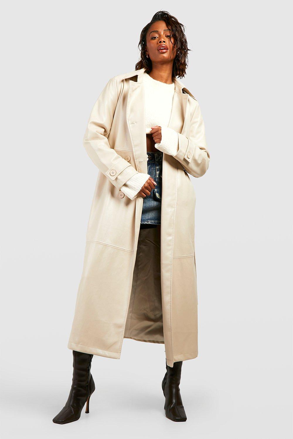 Ladies leather full length on sale coat