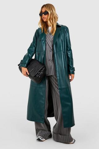 Karen Millen Womens Nylon & Woven Mix Belted Full Skirt Trench Coat - Khaki/Green - Size 4