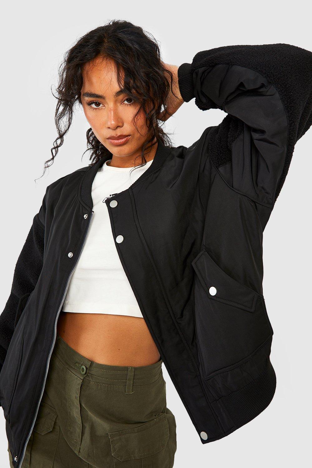 Boohoo black clearance bomber jacket