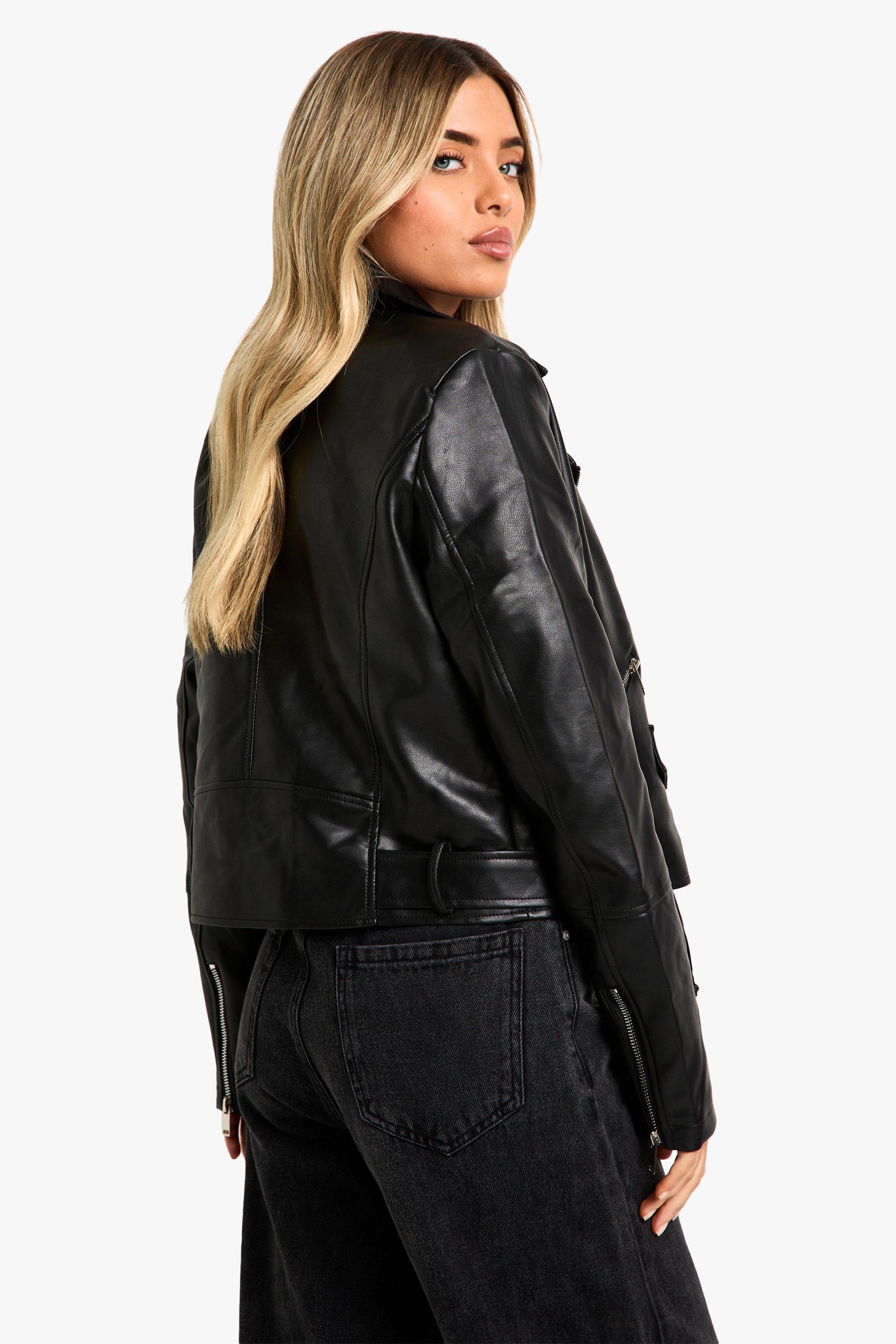 Belted biker 2025 jacket womens