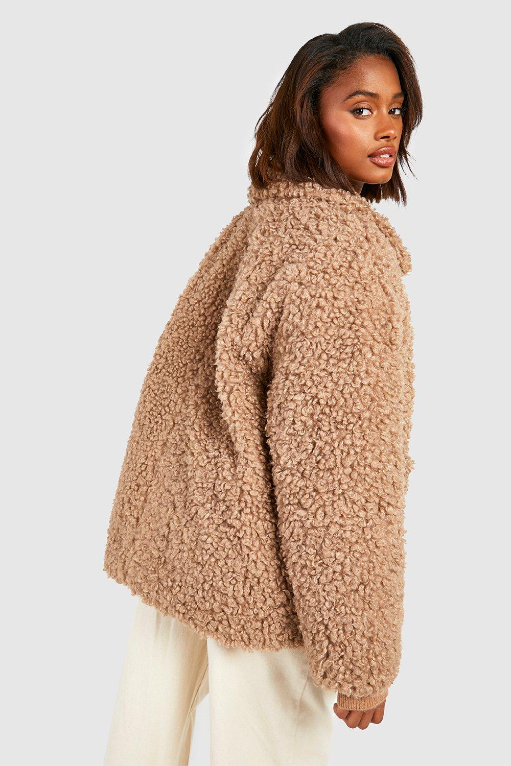 Women's Faux Fur Teddy Button Coat