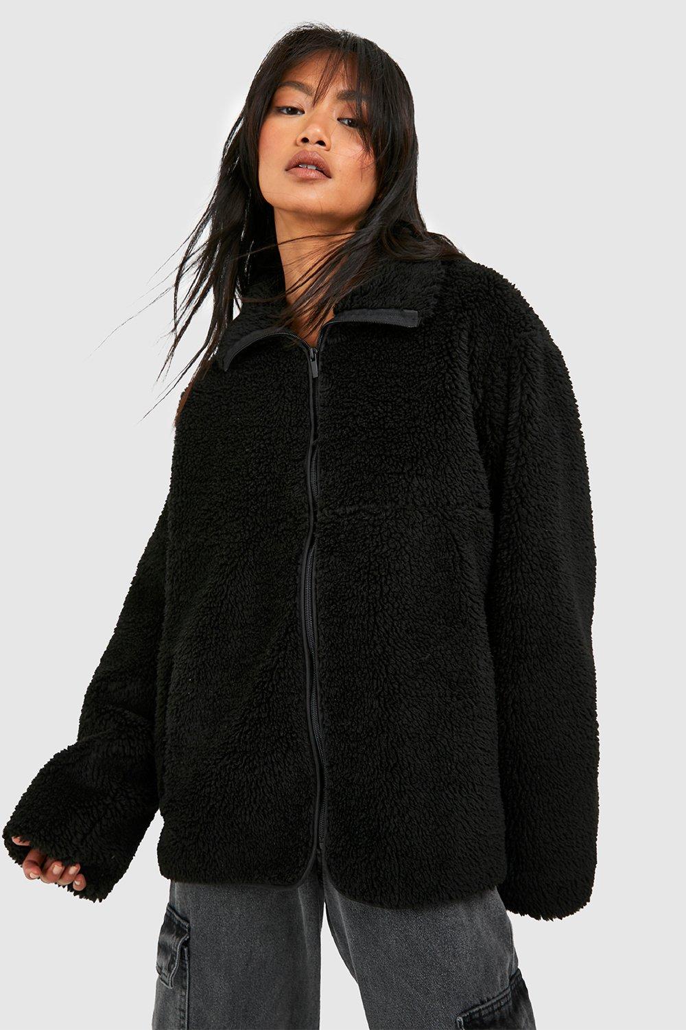 Urban outfitters clearance black teddy jacket