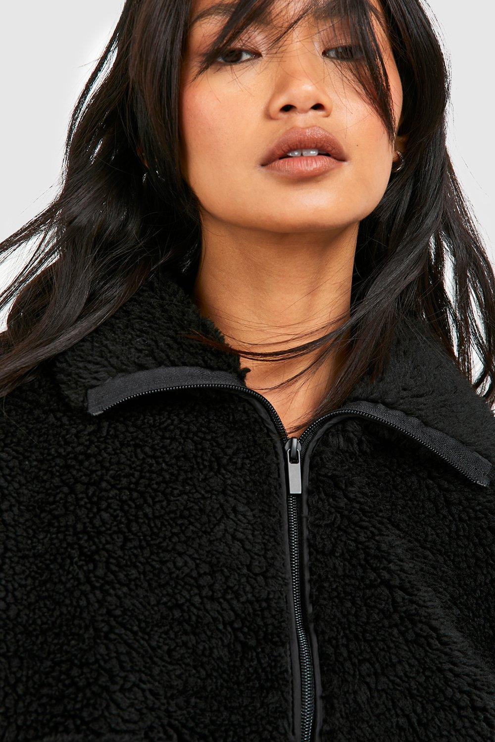 Boohoo black hot sale teddy coat