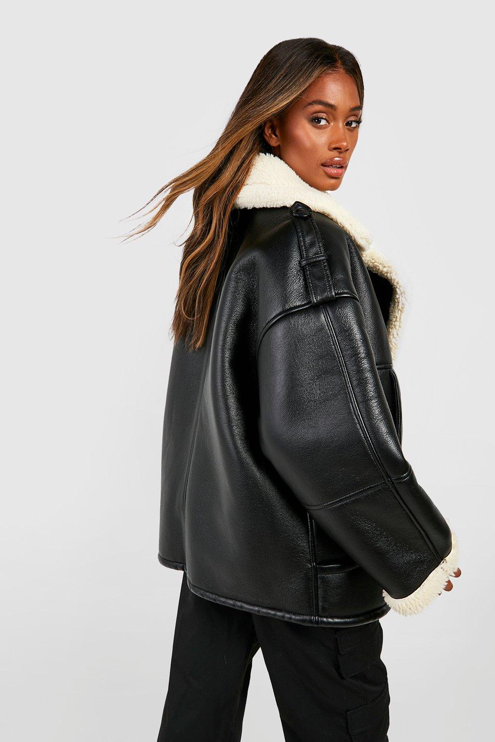 Oversized shearling 2025 aviator jacket