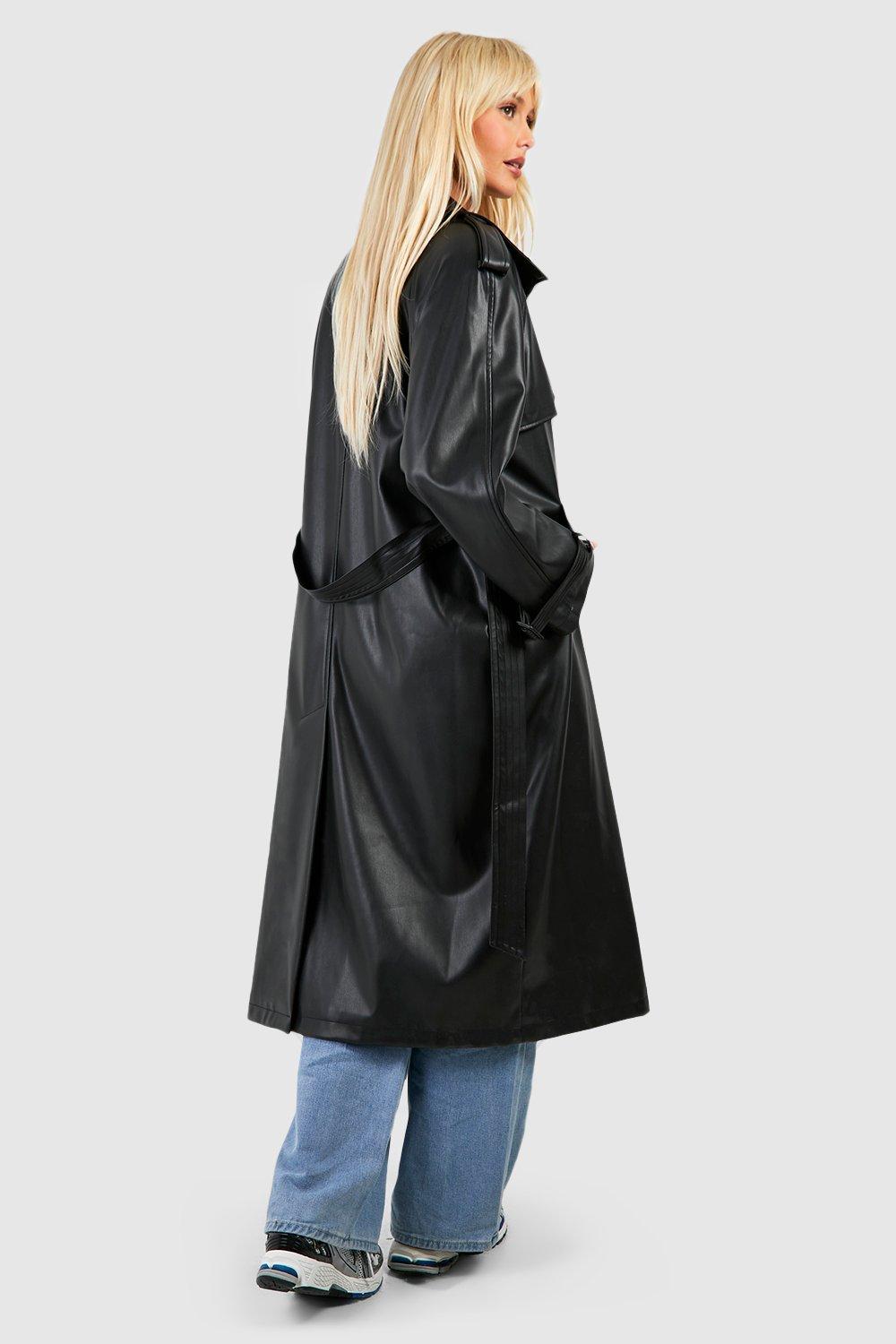 Faux leather store maxi coat