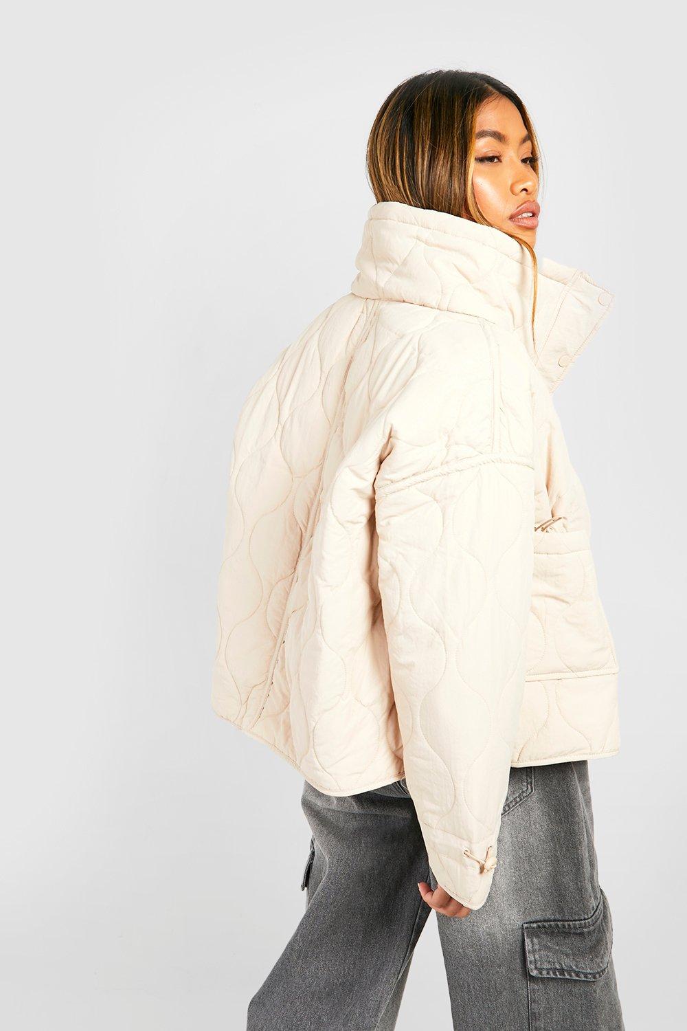 Quilted funnel store neck jacket