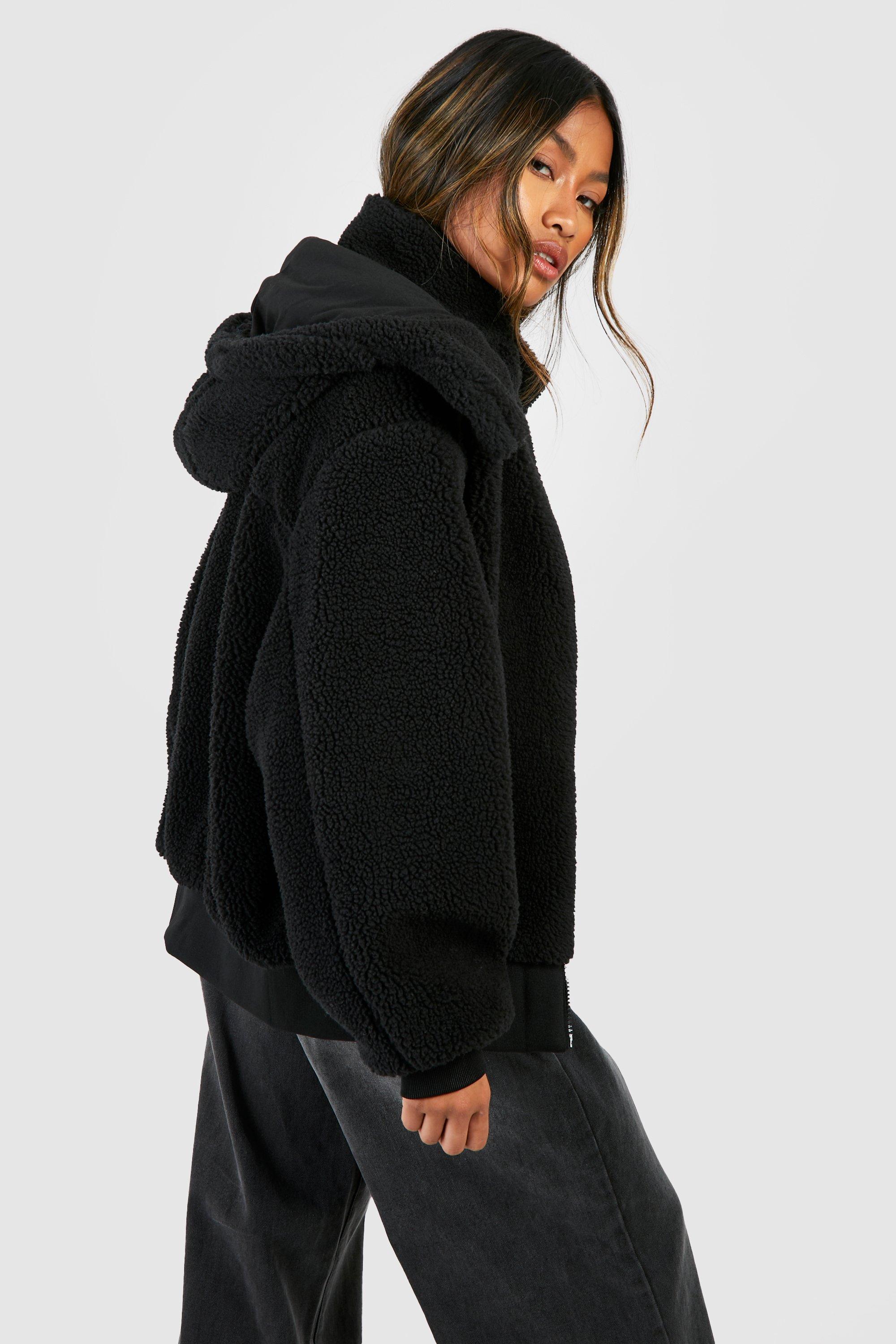 Faux fur shop hoodie with zip