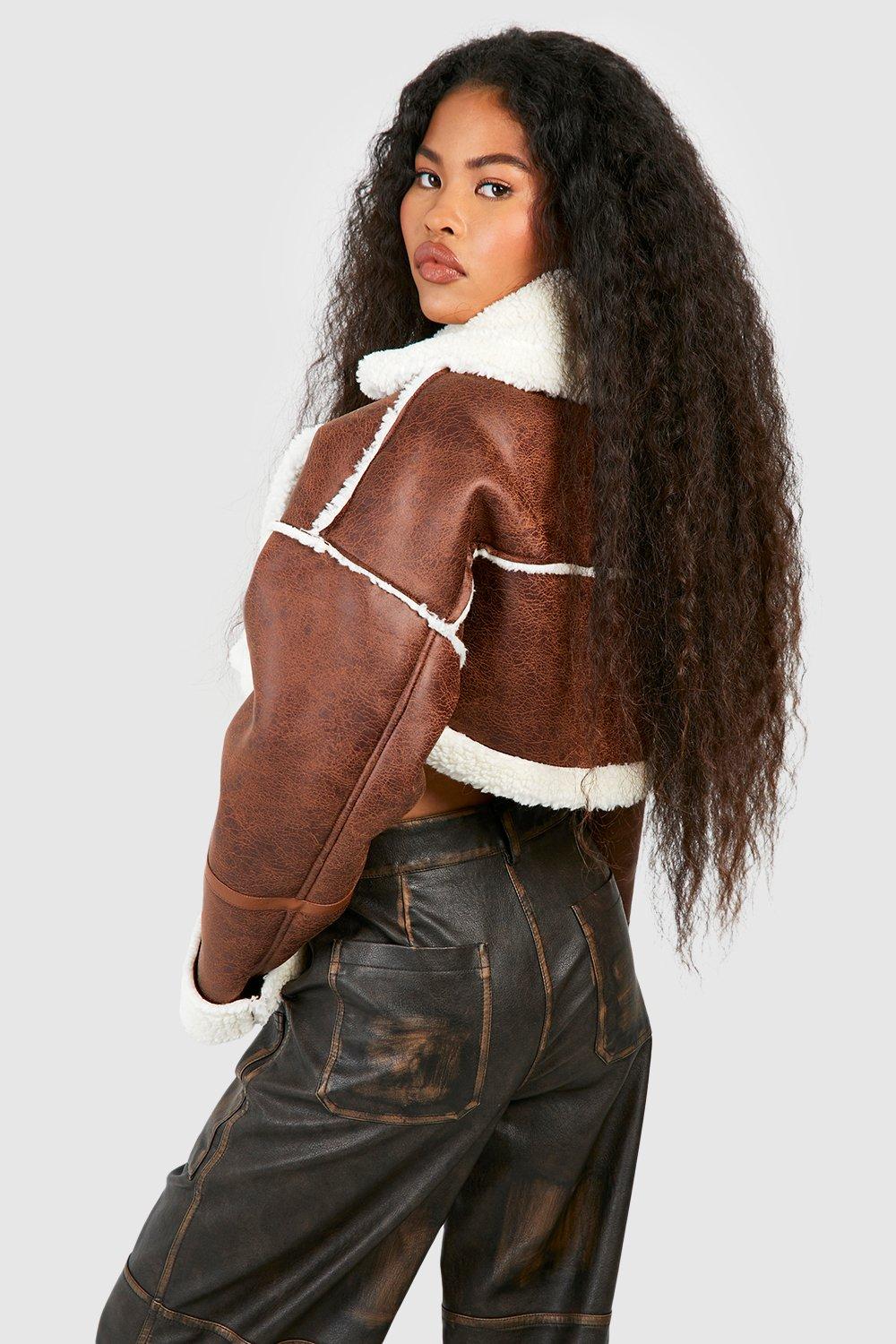 Plus Size Buckle Detail Aviator Jacket