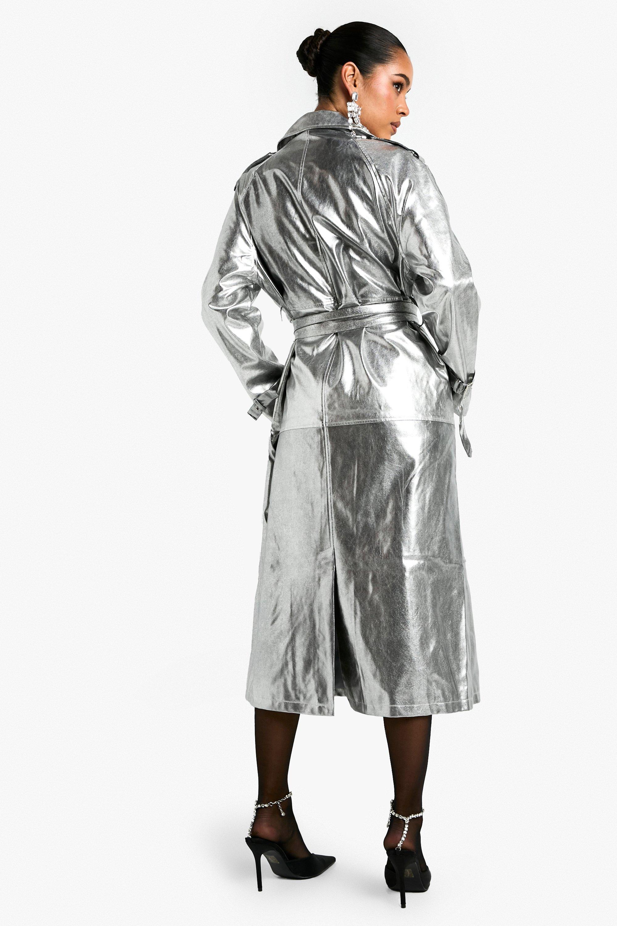 Silver long clearance coat