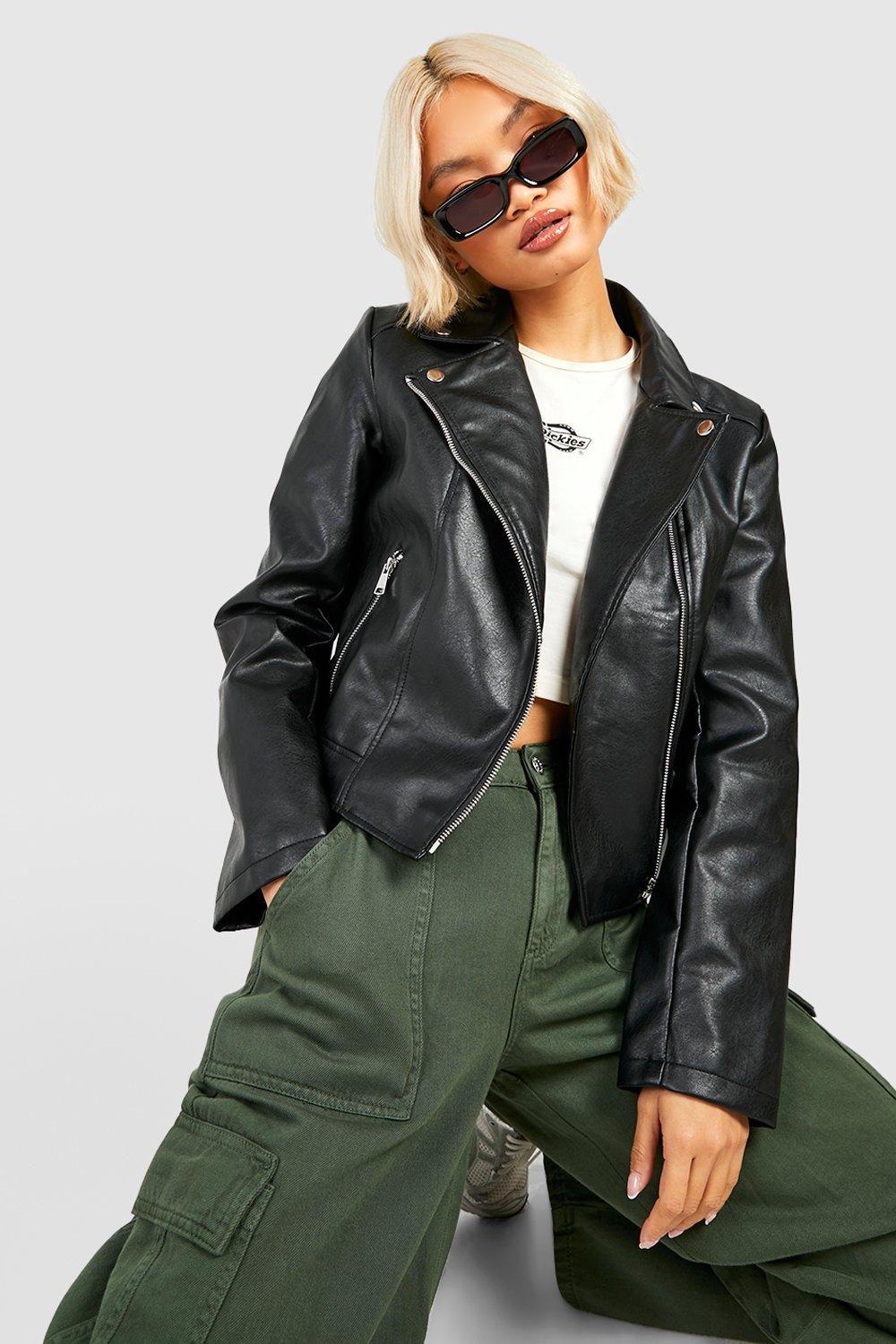 Faux Leather Biker Jacket boohoo