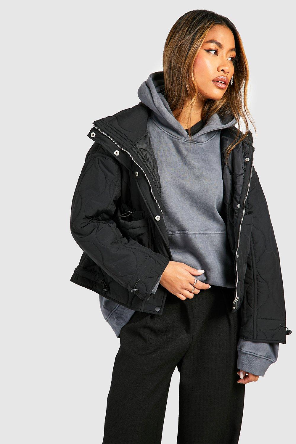 Black puffer best sale coat boohoo