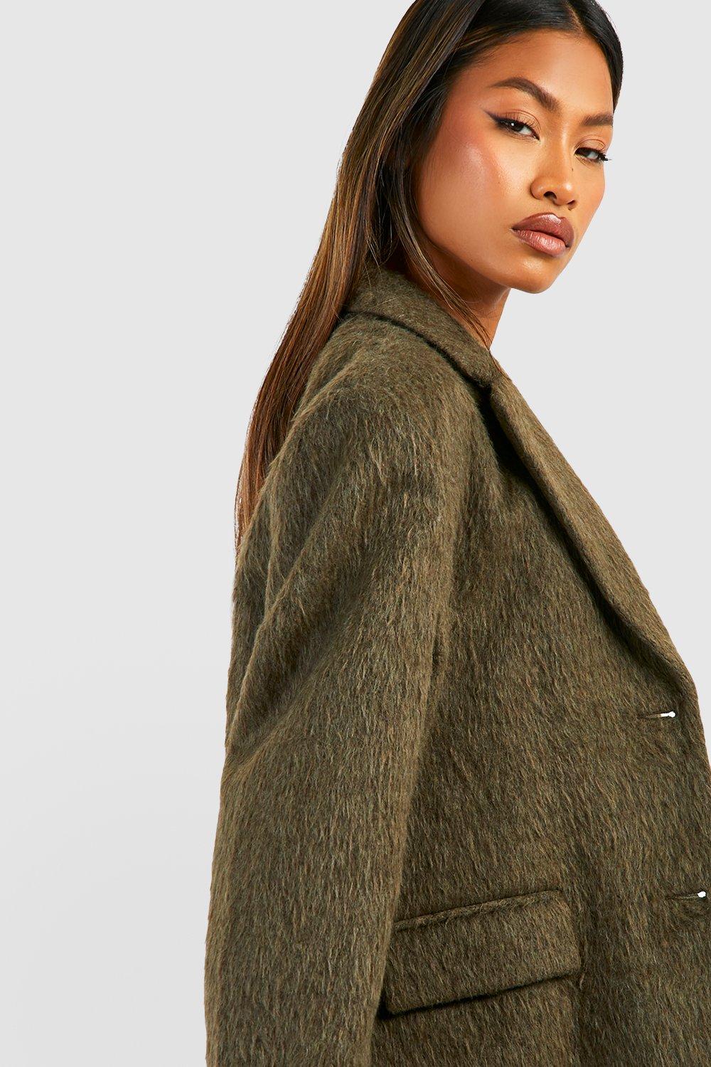 Mink Textured Wool Look Oversized Blazer