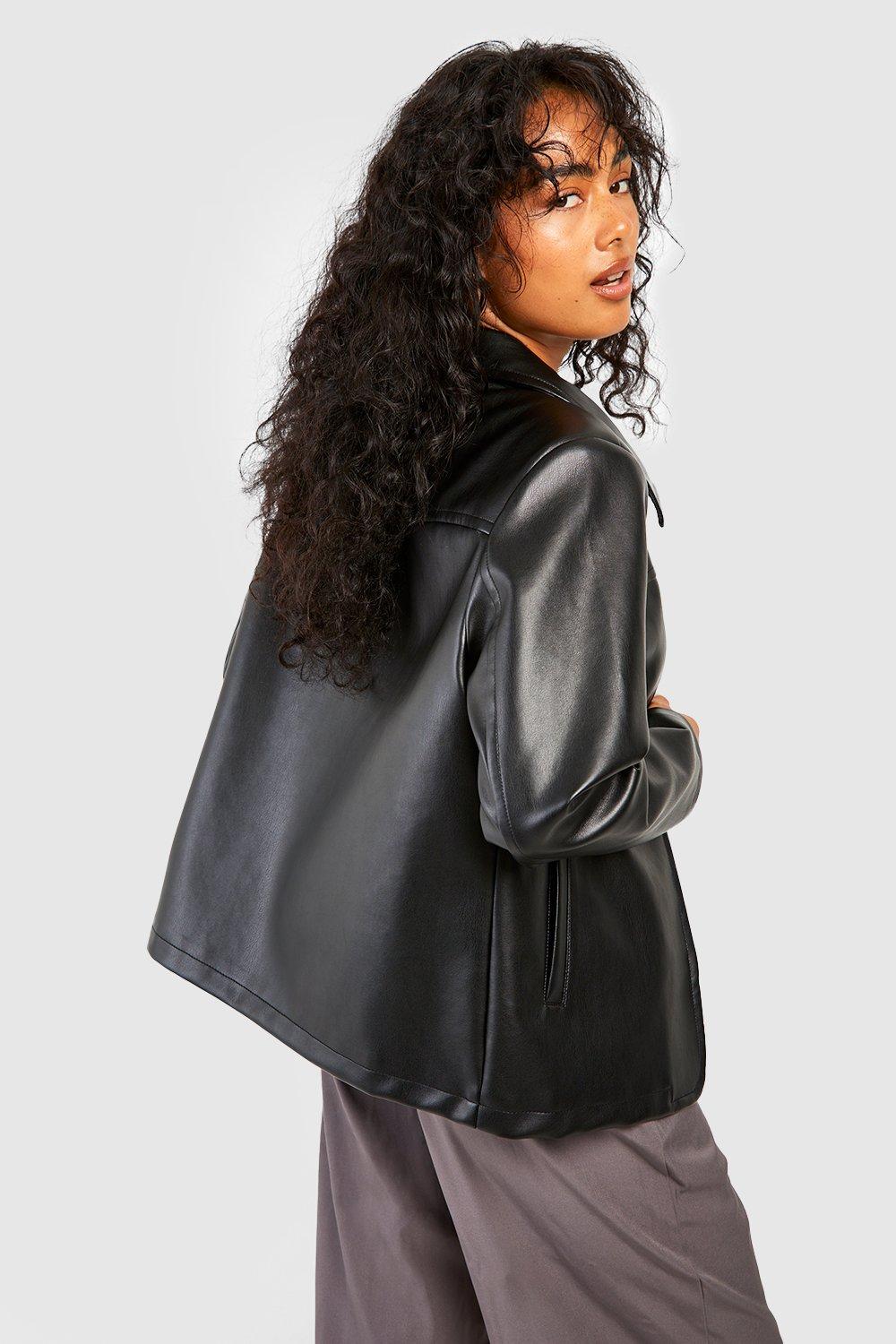 Faux Leather Boxy Jacket