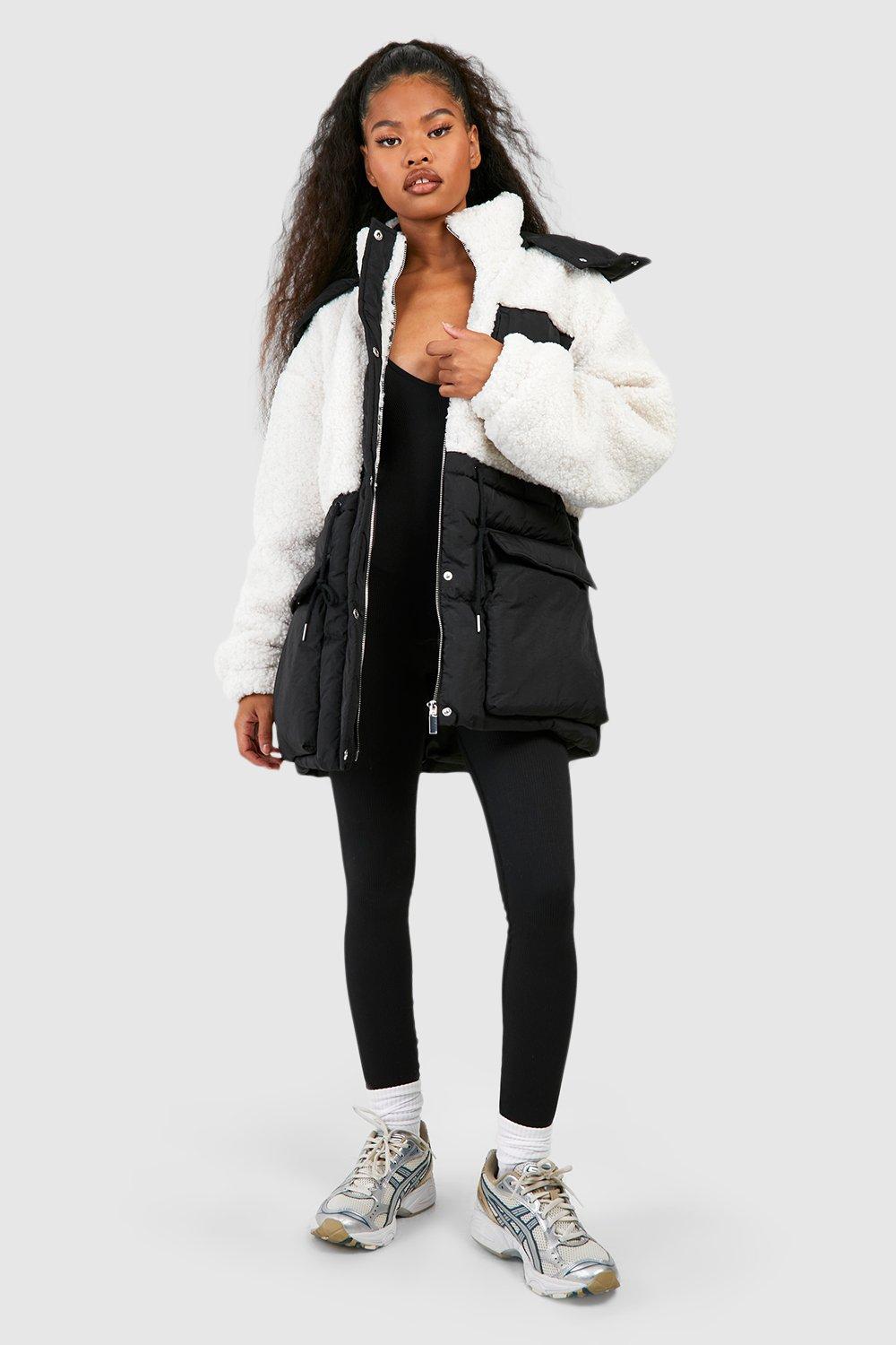 Light before dark grey teddy puffer jacket hot sale