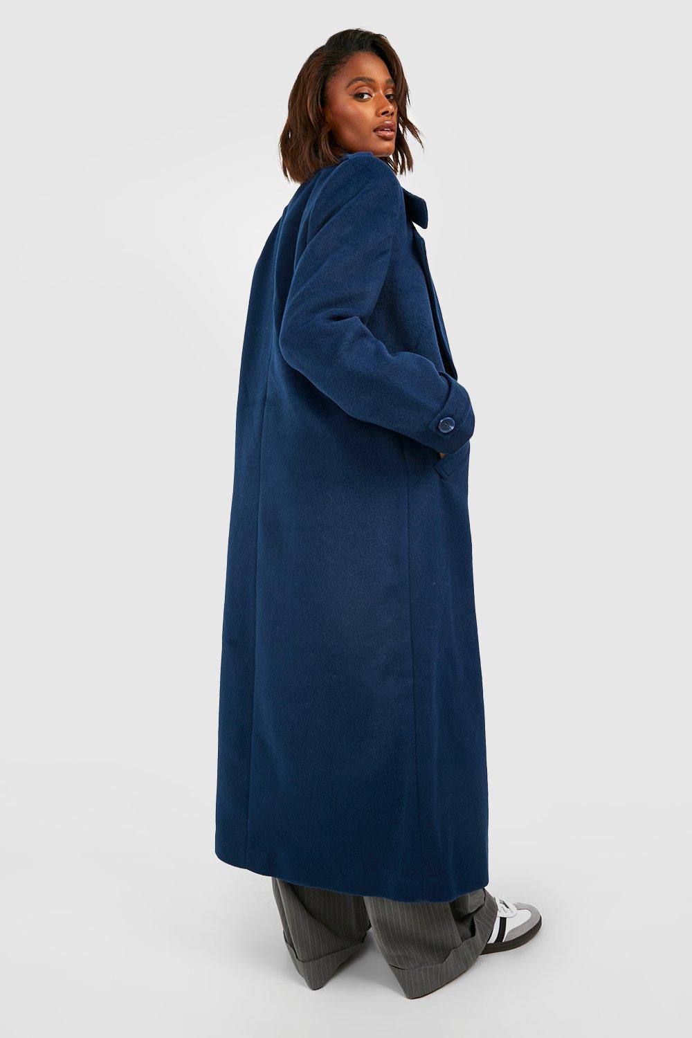 Collar Detail Double Breasted Wool Maxi Coat