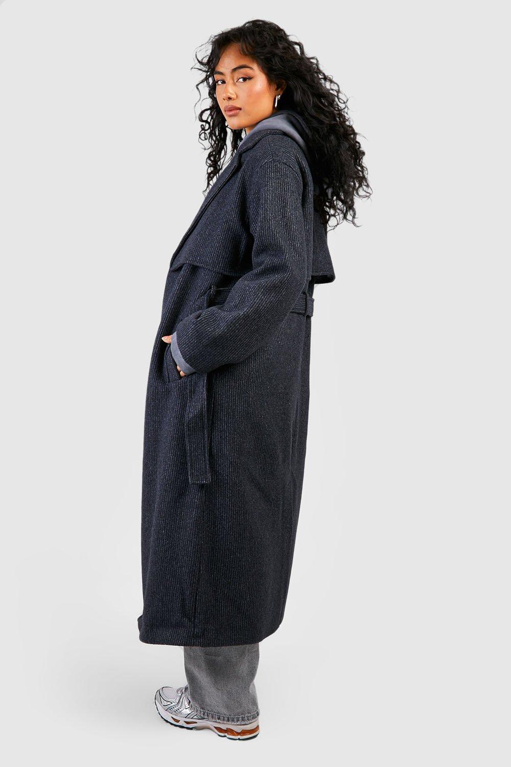 Navy belted wool clearance coat