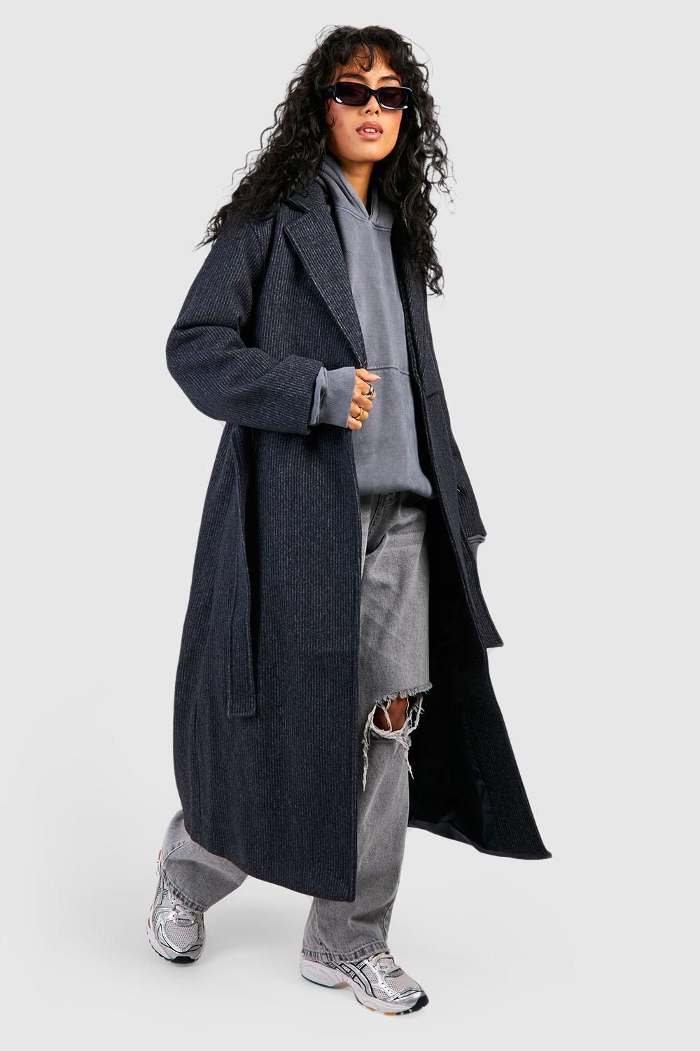 Navy belted hotsell wool coat