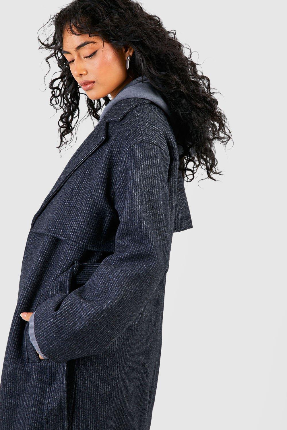 Navy belted deals wool coat