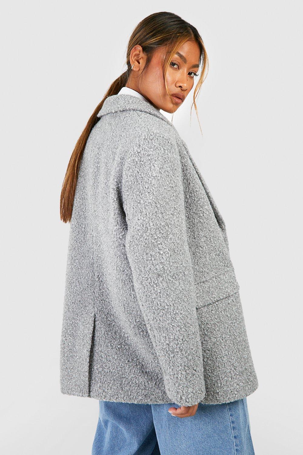 Grey shop boucle coat