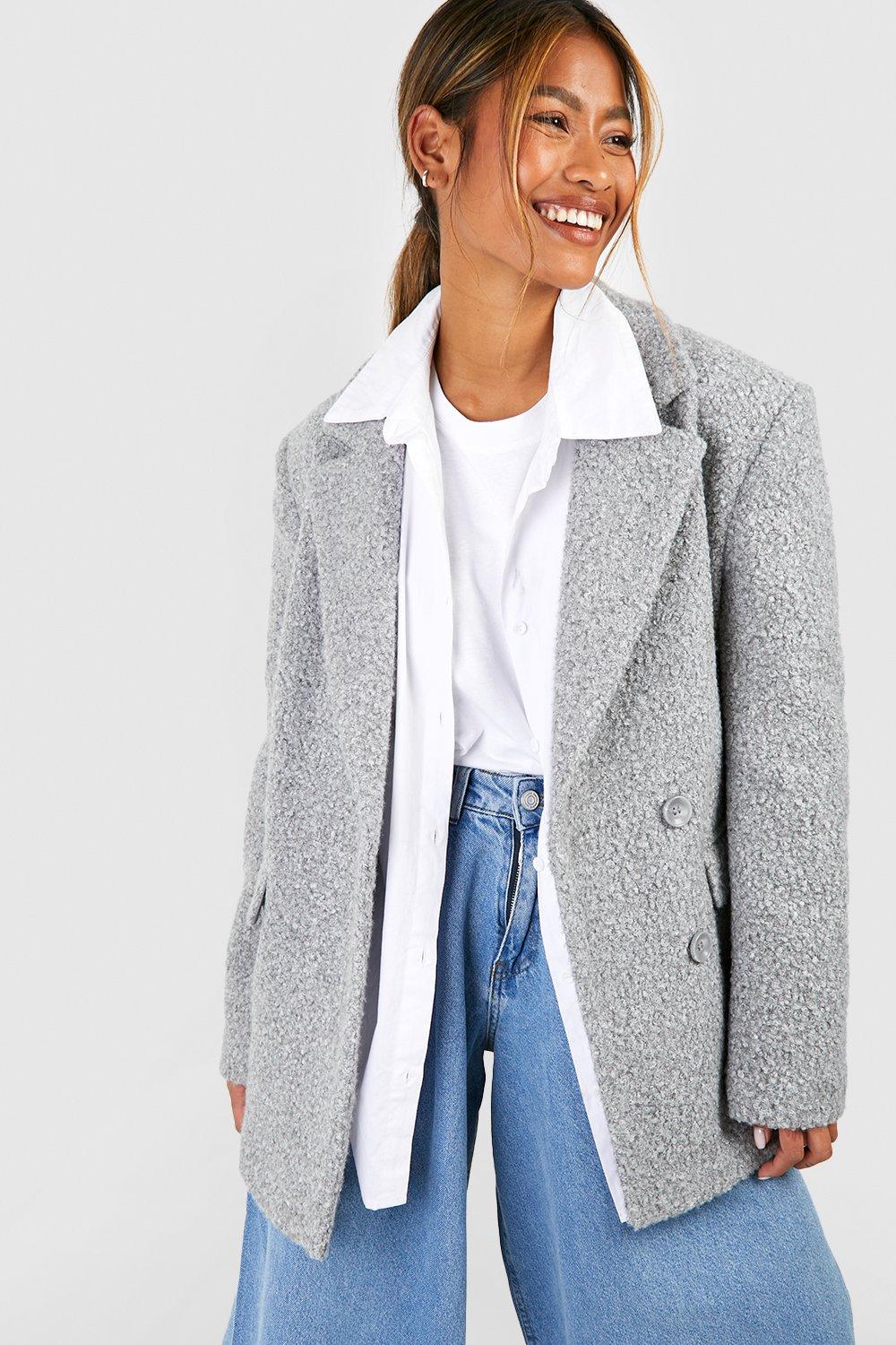 Boucle grey outlet coat