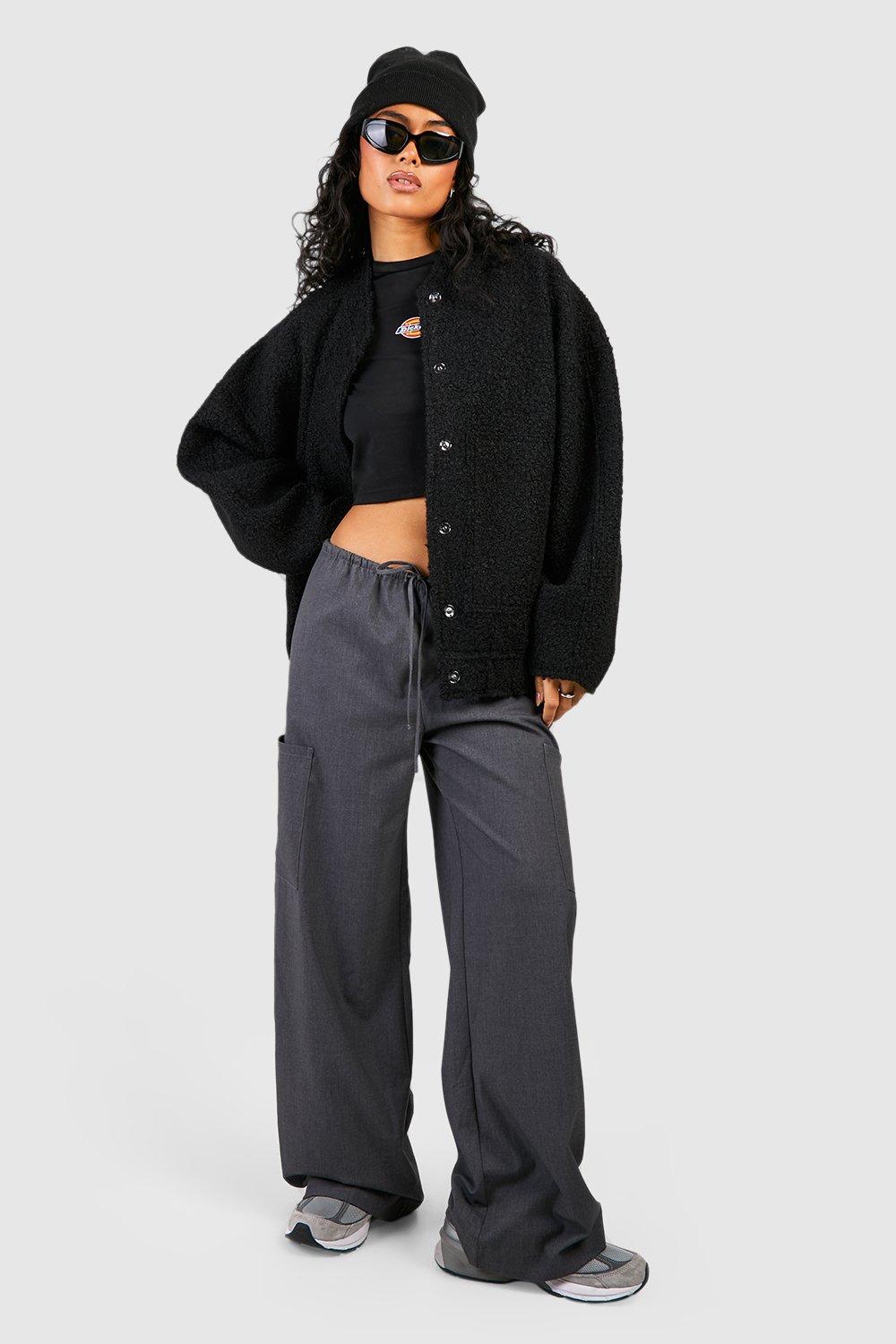 Black wool cheap bomber jacket