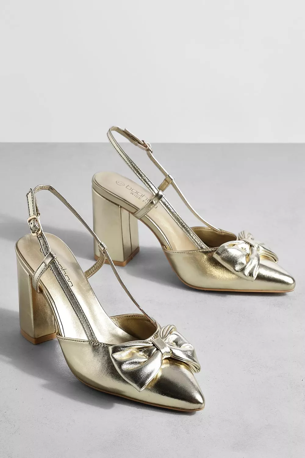 METALLIC BOW SNEAKERS - Golden