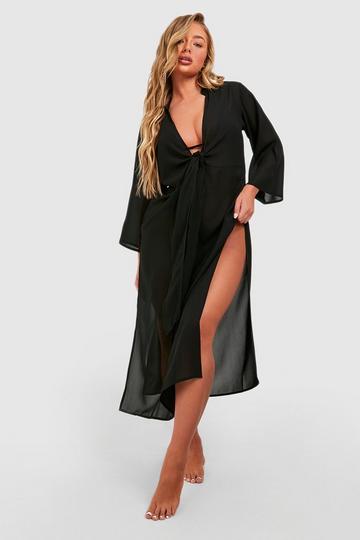 Black Knot Front Split Sides Beach Kaftan