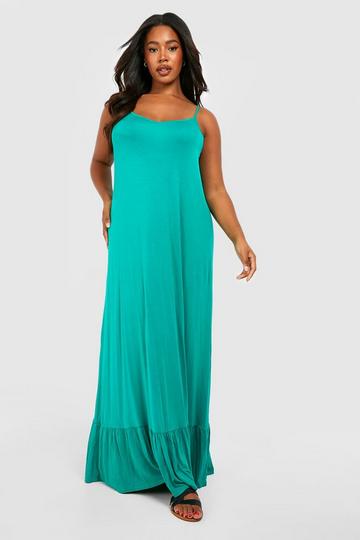 Green Plus Jersey Knit Swing Maxi Dress