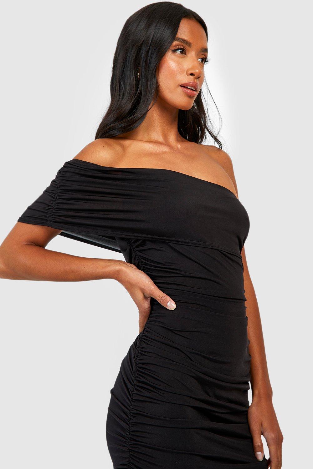 slinky ruched maxi dress