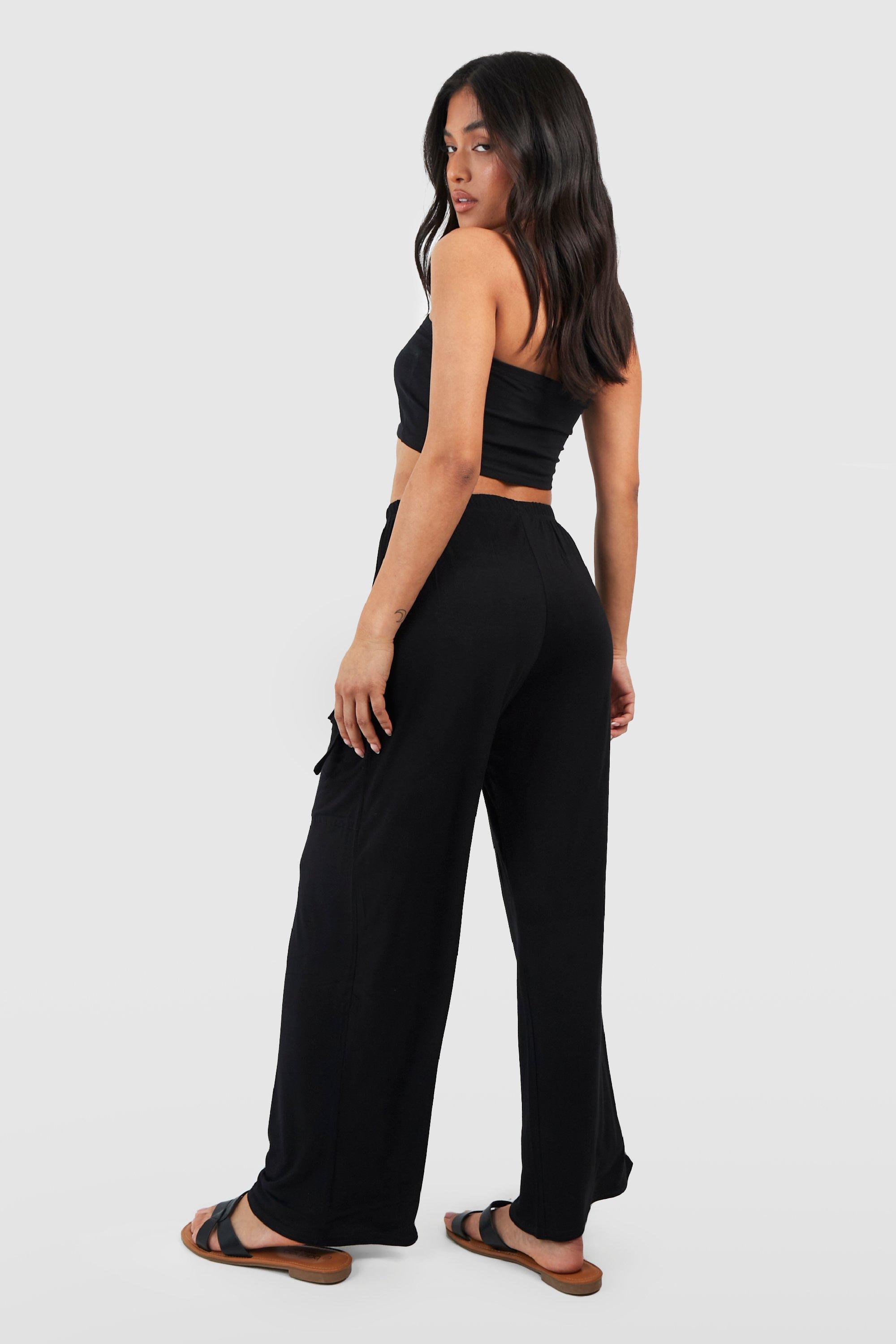 Petite wide 2025 leg jersey trousers