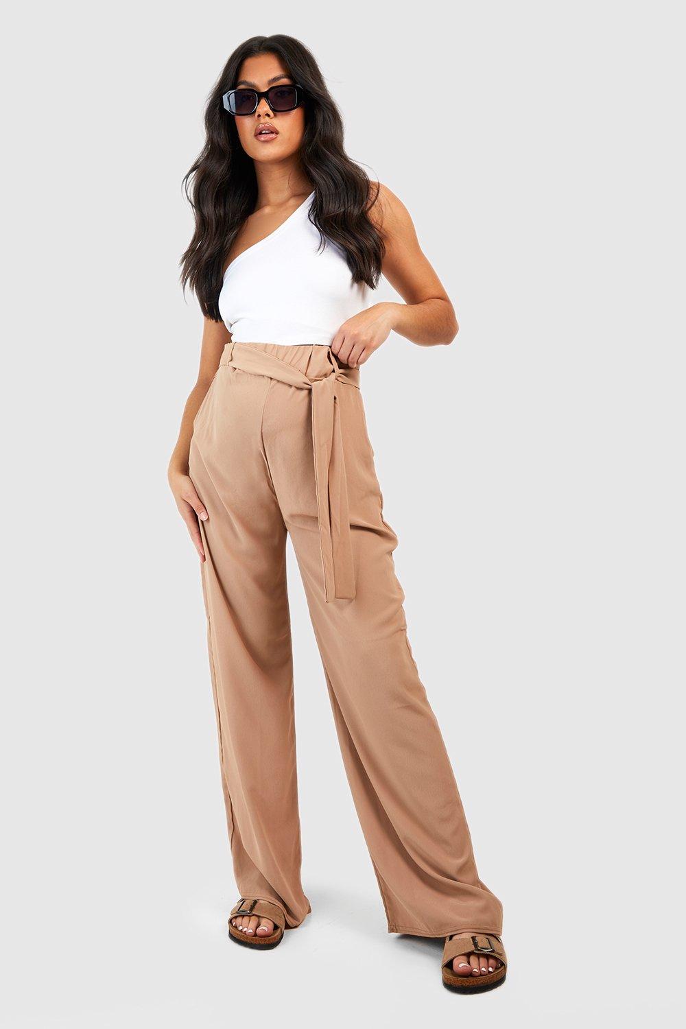 Maternity Linen Drawstring Wide Leg Trousers