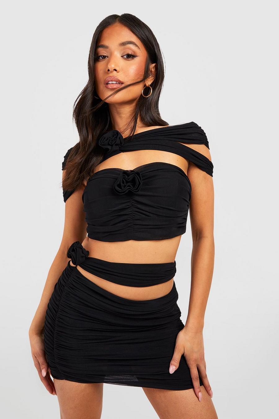 Petite - Jupe corset en mesh, Black noir