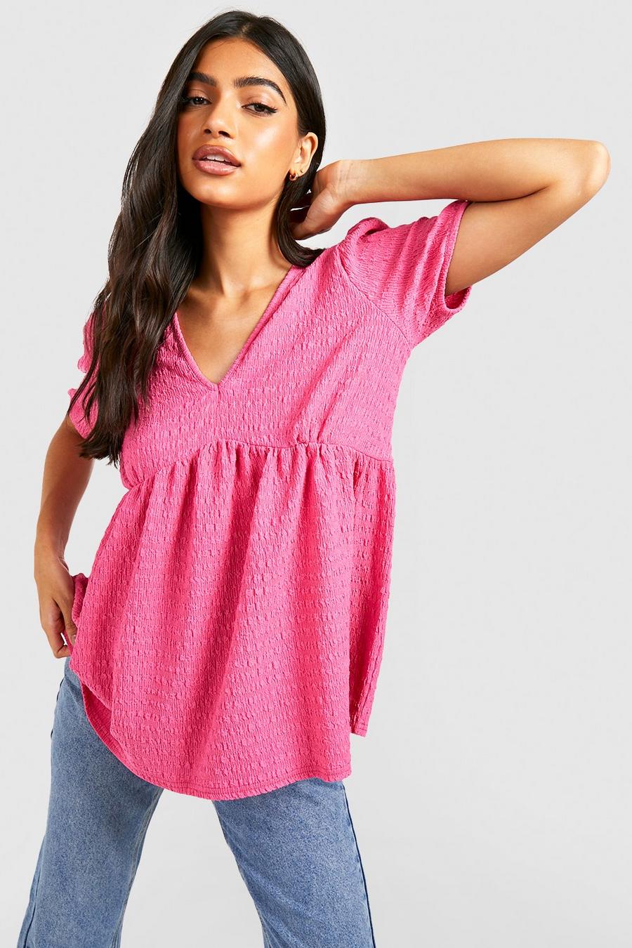 Hot pink rose Maternity Textured Smock Top