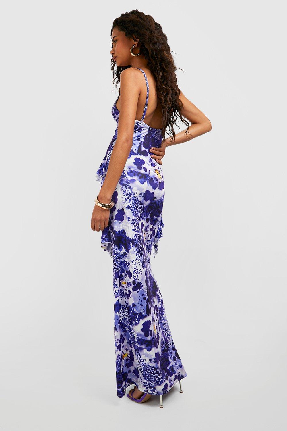 Boohoo ruffle maxi outlet dress