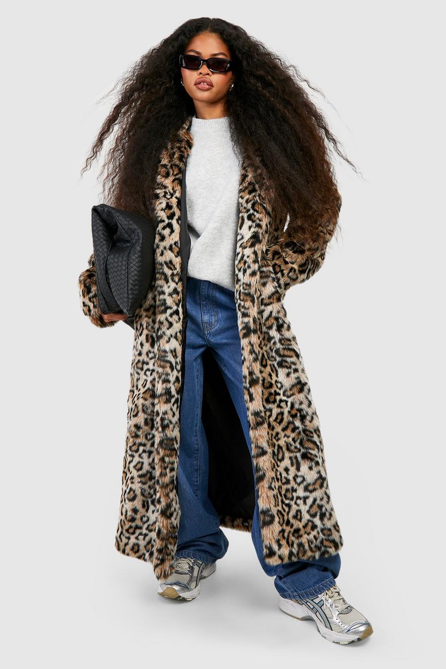 ZADORIN High Street Leopard Print Long Faux Fur Coat Fluffy Jacket for  Women Winter Faux Rabbit Fur Trench Coat Plush Jackets