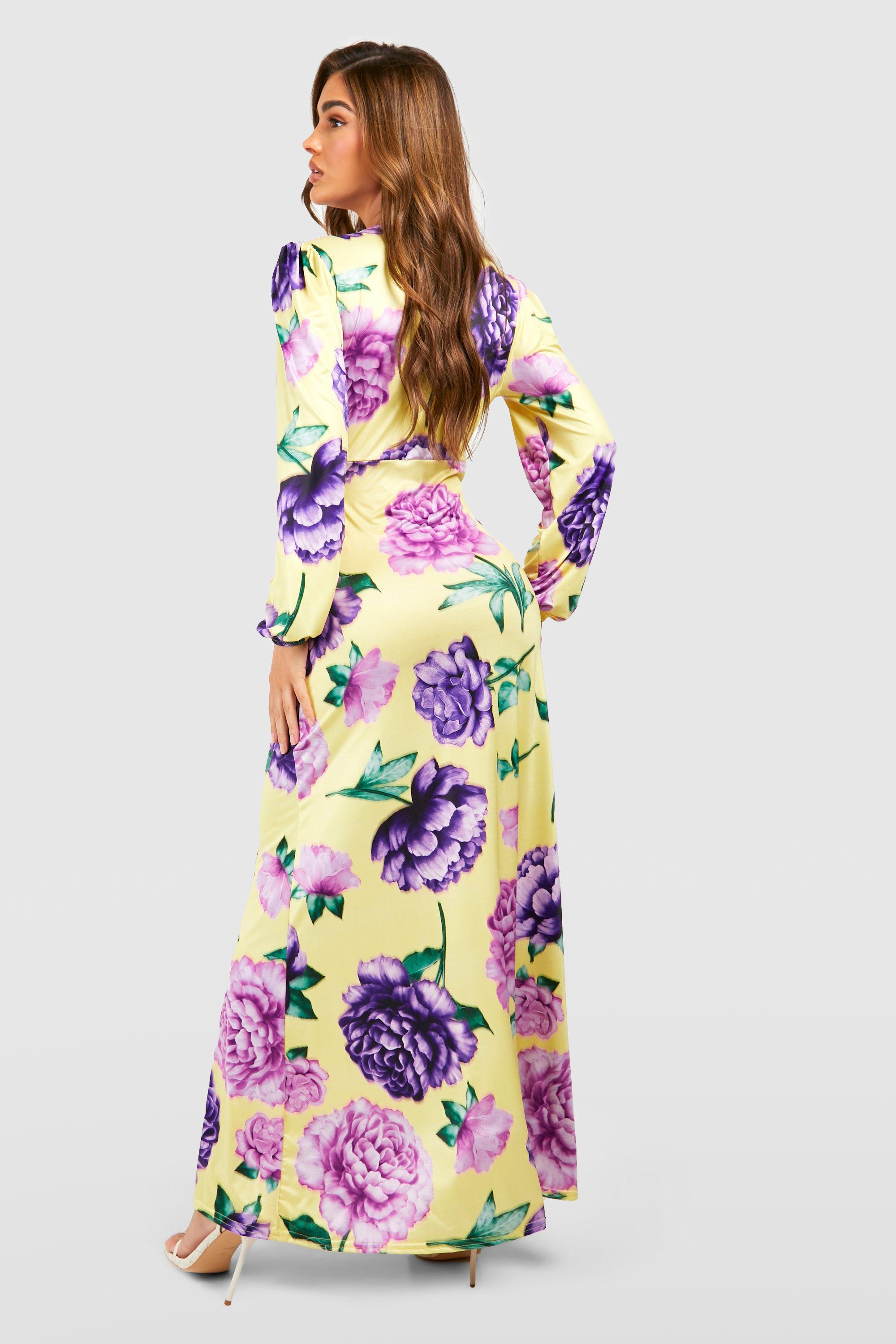 Floral plunge sales maxi dress