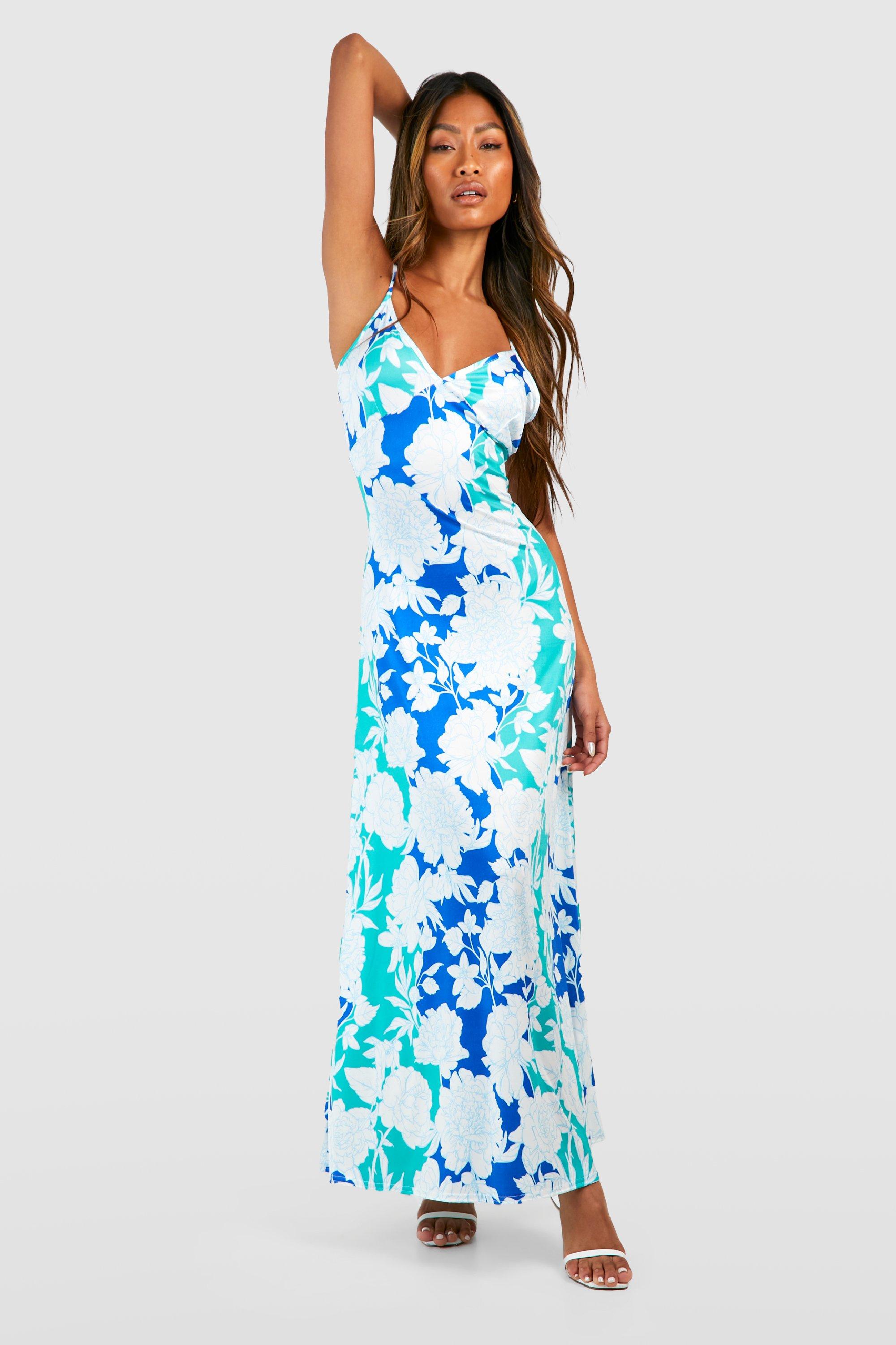 Blue strappy 2024 maxi dress