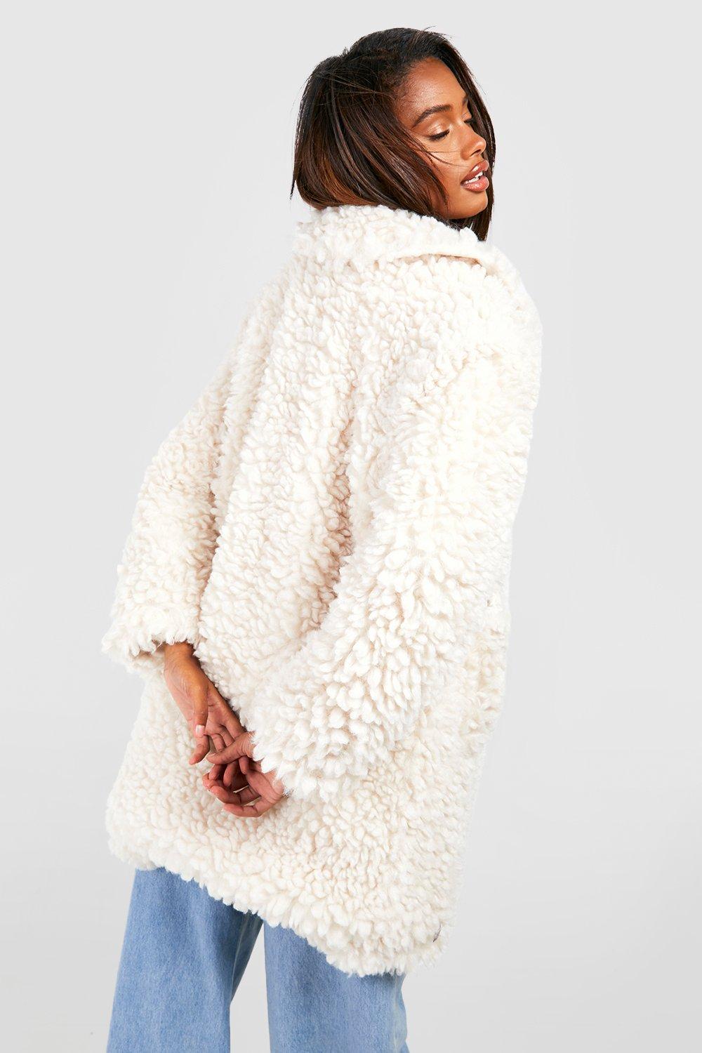 Asos design textured store faux fur coat