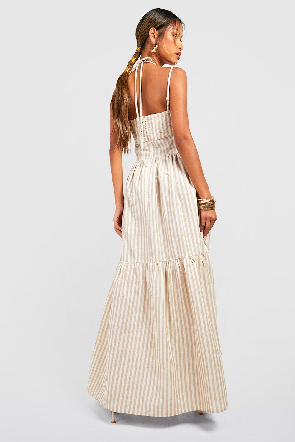 Boohoo striped hot sale maxi dress