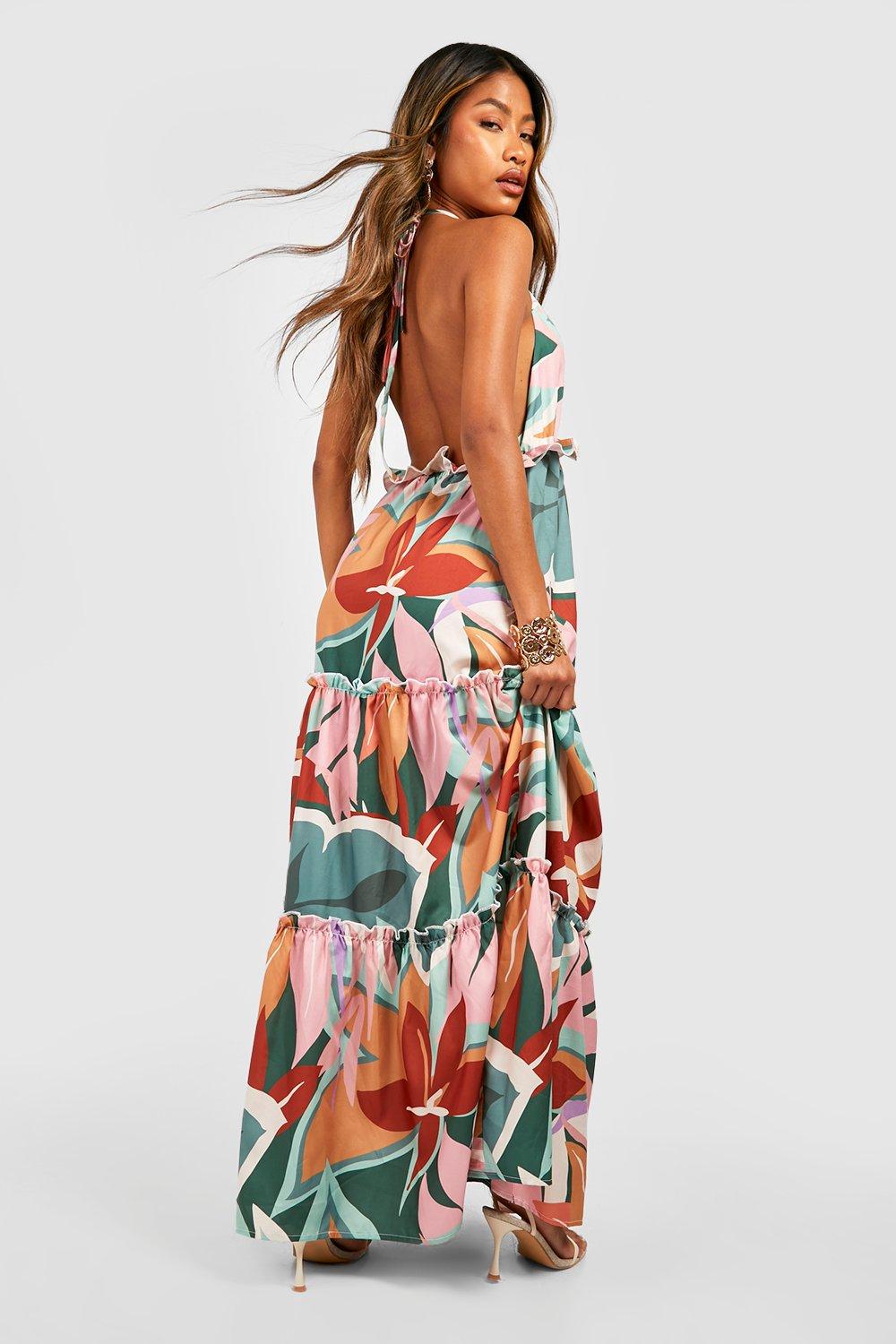 Green tropical sale print maxi