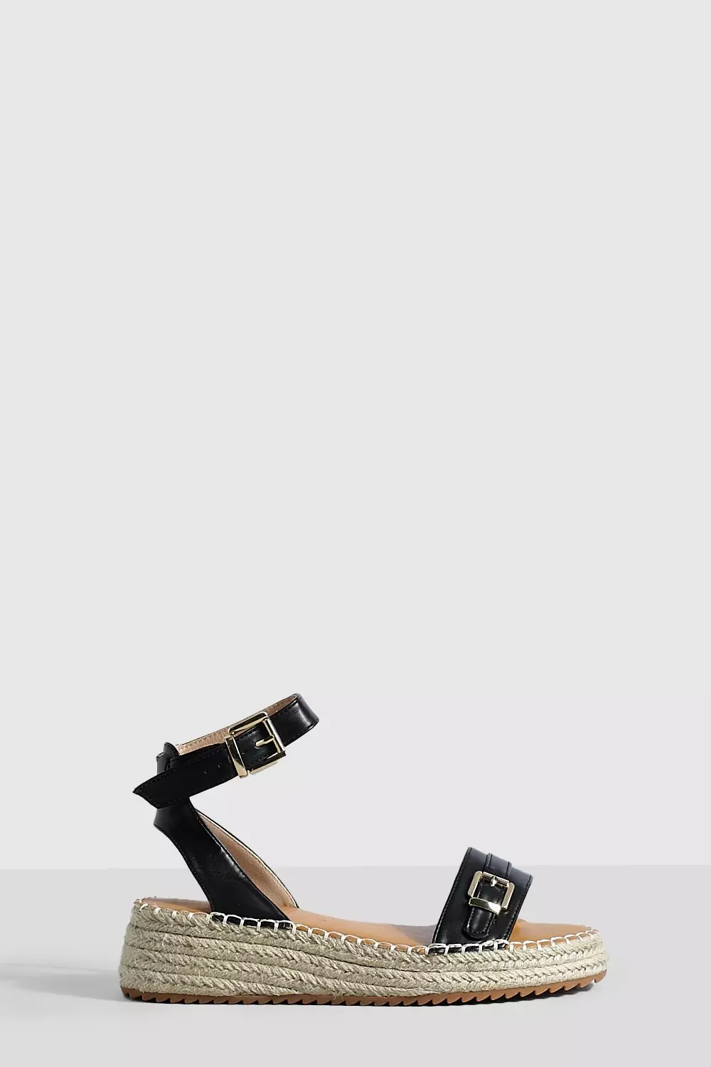 Black Buckle Detail Two Part Flatforms alternative image